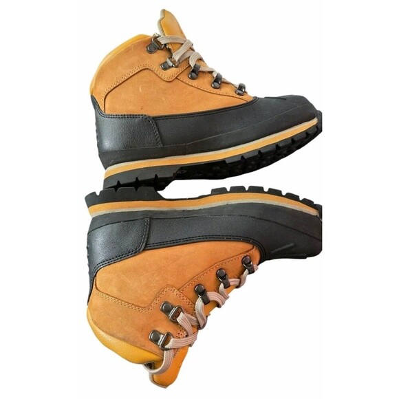 Timberland Euro Hiker Boot Brown Black Leather Shell Toe Logo Boys Size 3 - Picture 5 of 8